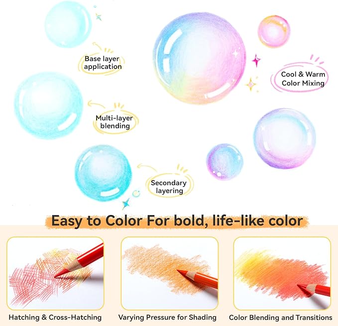Ohuhu Colored Pencils 72-color Oil-based for Adult Coloring Portrait Halawa | Professional Grade for Artists, Adults, Durable Soft Core, Great Gift Idea for Sketching, Portrait & Coloring Book with Case