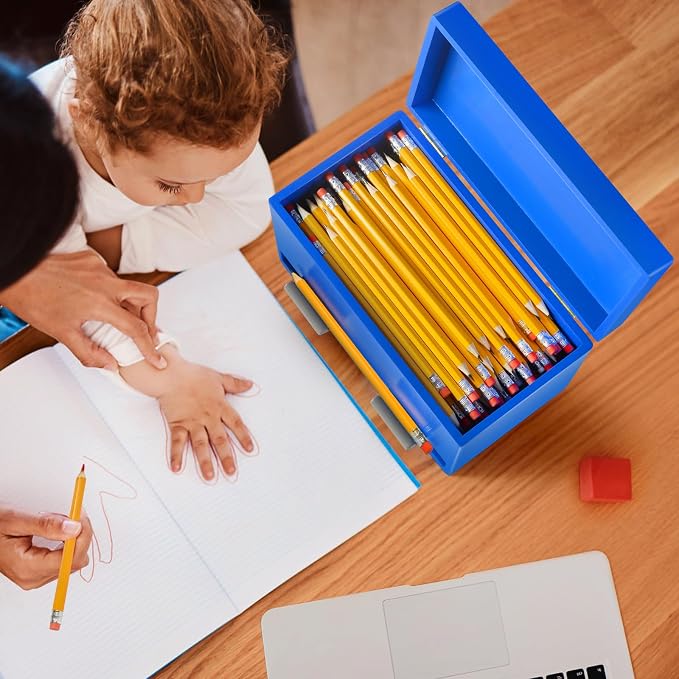 Pencil Dispenser for Classroom, Wooden Pencil Holder for Desk, Teacher Must Haves for Organization and Storage, Pencils Straw Dispenser for Classroom Office Kitchen Restaurant