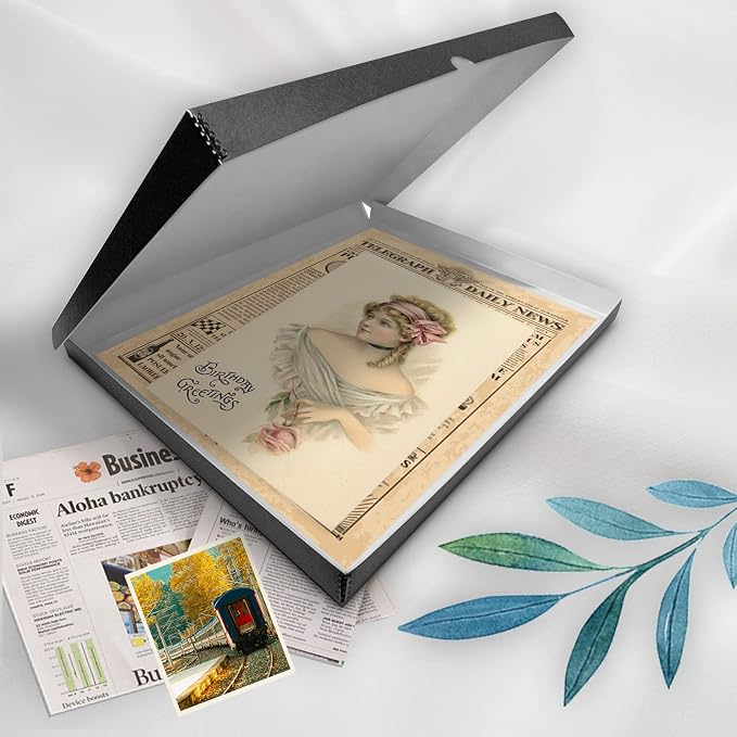 Golden State Art, Clamshell Archival Storage Box 18x24, Black, Pack of 2 | Acid-Free Photo Box with Metal Edge Corner, Preserve And Store Paper Documents Cards Prints Arts and Crafts DIY Projects