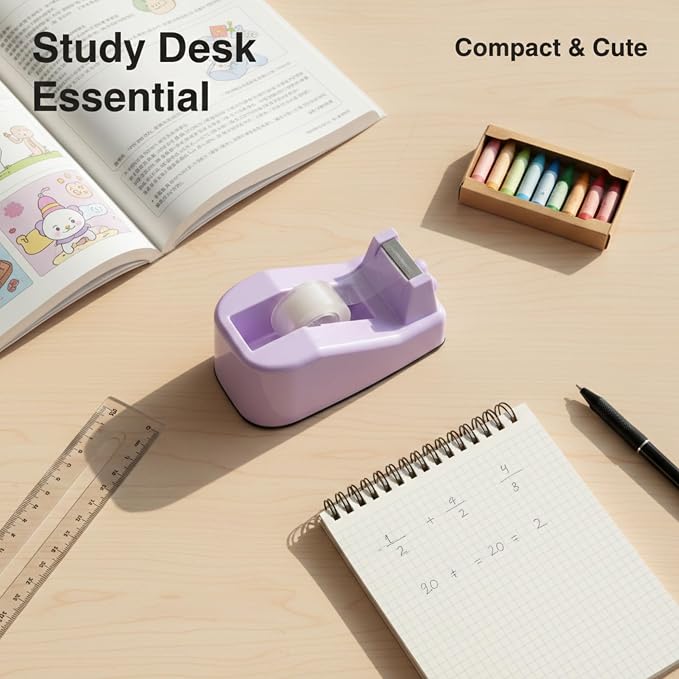 Tape Dispensers,Purple/Pink Tape Dispenser,Tape Dispenser Desk with Stable Weighted Base,Easy One-Hand Use for Scrapbook,Duct Tape & Packing Tape,Ideal for Vision Board Supplies,Office&School Supplies