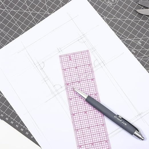 Clear Ruler for Sewing, 3 Pcs 2 × 12 Inch Flexible Plastic Grid Ruler | Transparent with Sandwich Scale Straight Measuring Tool for Pattern Grading Making Quilting DIY Crafts Clothes Design