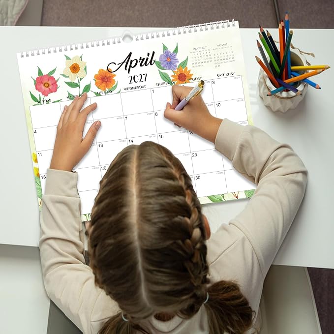 2027 Wall Calendar - 18 Months Wall Calendar 2026-2027 with Thick Paper, Jul 2026 - Dec 2027, 14" x 11", Twin-Wire Binding, Home or Office Calendar for Easy Organizing