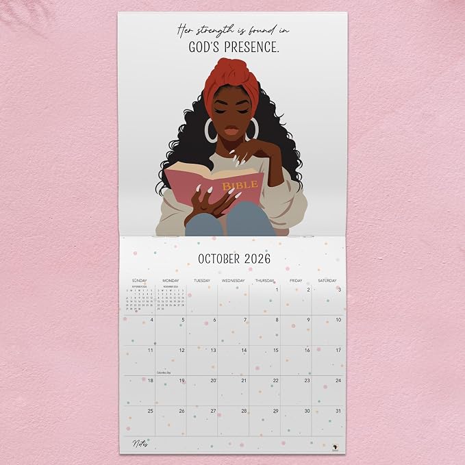 African American Expressions 2026 Wall Calendar – Woman with God – Monthly Calendar Celebrating Black Culture & History, 12x12 Hanging Calendar, 16 Months – Christian Gift for Women