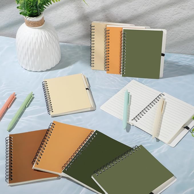 Resurhang 15 Sets Small Notebook Journal with Pen Bulk 4.5 * 5.5 Inch Pocket Size Spiral Lined Notepad for Women Men 100 Pages Notebook Employee Appreciation Gift for Work Study (Boho)