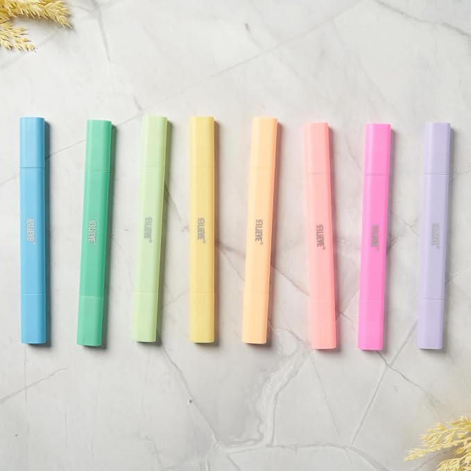BLIEVE Bible Highlighters No Bleed Through, Pastel Colors, Dual Tip, 8 Pack | Aesthetic Cute Highlighters, Chisel Tip & Fine Point For Bible & Journaling, Back To School Supplies