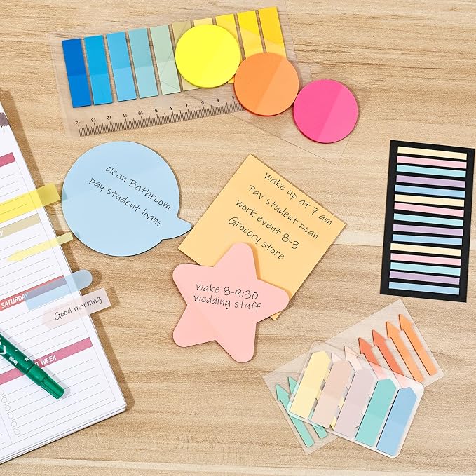 BAYTORY 1700 Sheets Transparent Sticky Notes, See Through Sticky Tabs | Book Annotation Kit for Bible Study, 4Pcs Double Marker Pens, Transparent Index Tabs for Annotation Kit (Light Colors)
