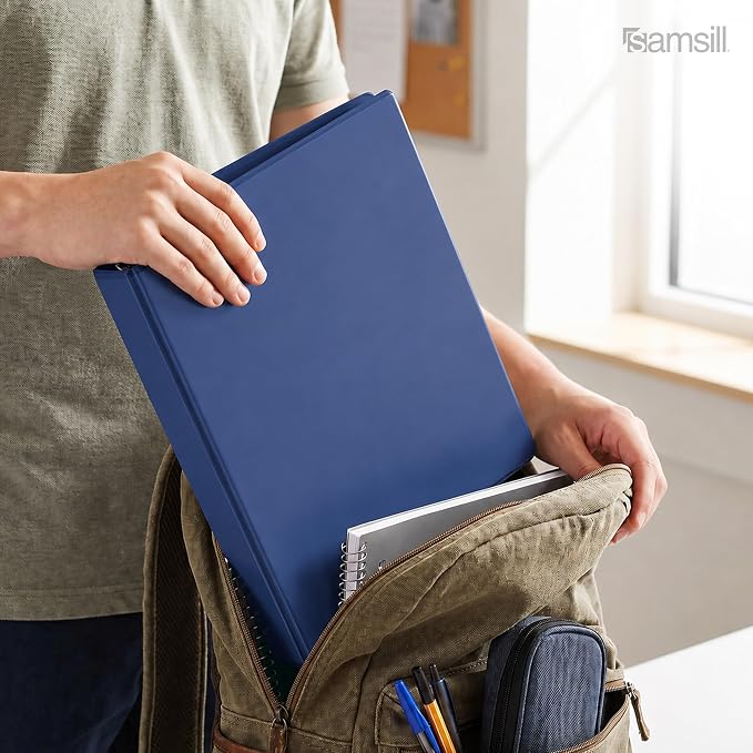 Samsill 1 Inch 3 Ring Binders, Economy Round Ring, Clear View Cover, 200 Sheet Capacity - for School, Home, Office - Blue, 12 Pack