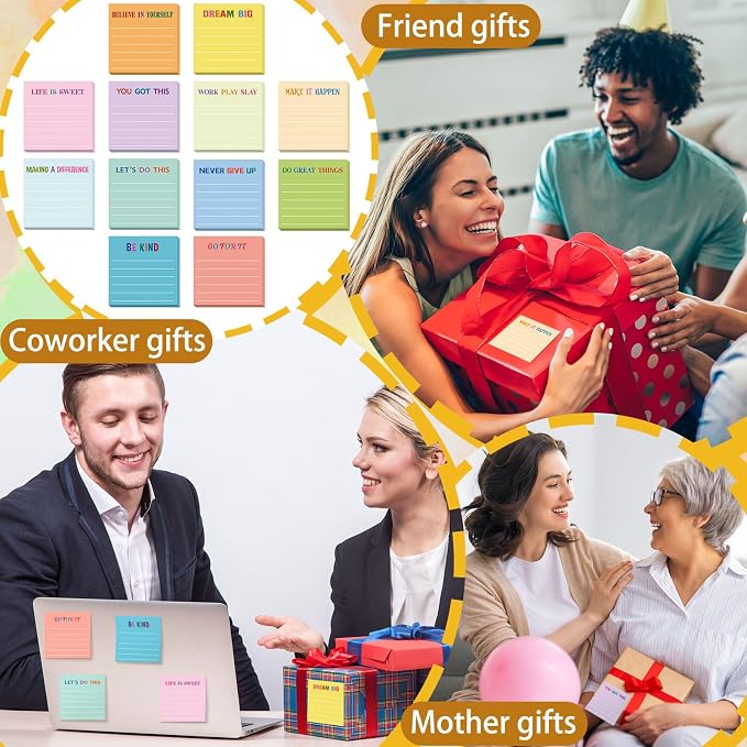 Yinder 24 Pcs Sticky Notes Gifts Bulk,Motivational,Light Color