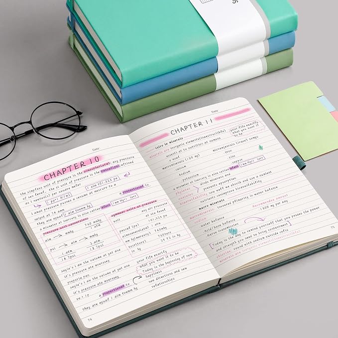 AHGXG Lined Journal Notebook, 320 Numbered Pages, A5 (5.75'' X 8.38'') | Thick Lined Notebook for Note Taking, 100GSM Paper, Leather Hardcover, for Women Men (Purple)