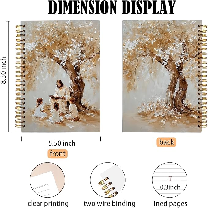 bitCNY Jesus Teaching Notebook – Spiritual Art Journal with Jesus and Children Illustration, 8.3x5.5 Inches Christian Notebook for Kids and Moms 411