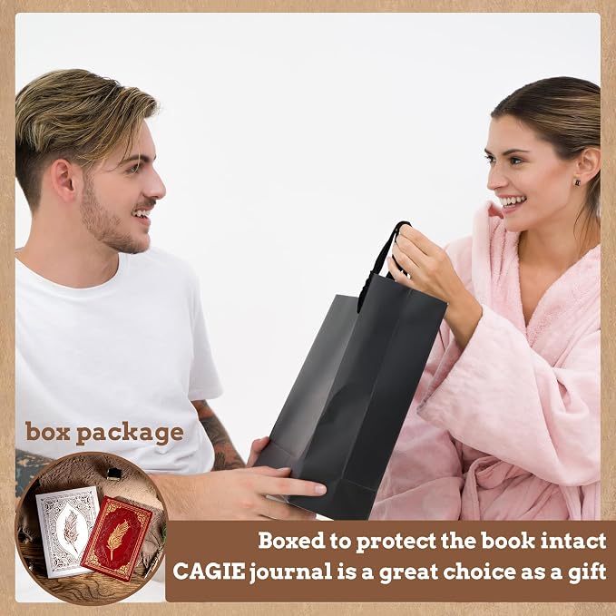 CAGIE 2 Pack Vintage Journal Notebook for Women Men Writing Diary A5 | 320 Pages Hardcover Leather with Gift Box Journaling Notebooks Thick Dream Lined Journals, 5.7 x 8.3 in