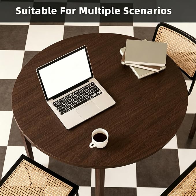 Small Round Table Cover - Can Be Used On Both Sides Waterproof and Easy to Clean Good Flatness Used for Coffee Table Dining Table(Walnut Wood Grain Dia.24Inch)