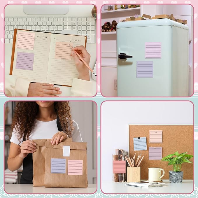 Yinder 24 Pcs Inspirational Sticky Notes, Back to School Supplies, Cute Motivational Sticky Notes Pad Employee Appreciation Gifts Bulk for Teacher Coworker Office 3 x 3'' (No Words,Aesthetics)