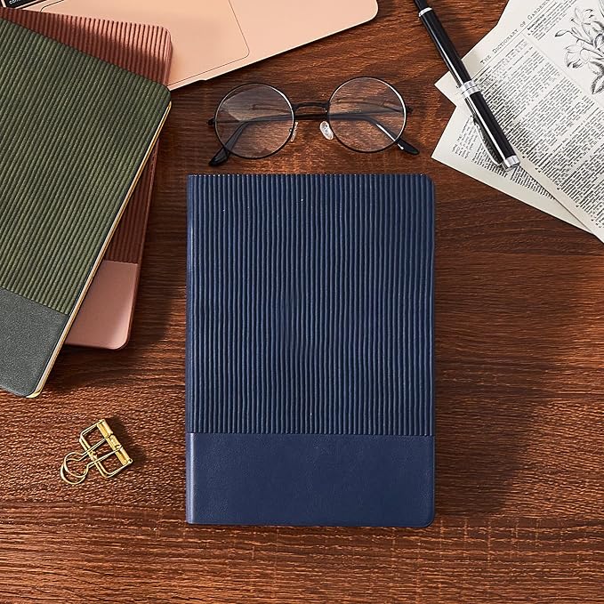 Lined Journal Notebook for Work College Ruled Notebook 5.79" x 8.27" A5 PU Leather Daily Journaling Notebook 216 Pages for Women Men Daily Writing Business School Travel Gift (Dark Green)
