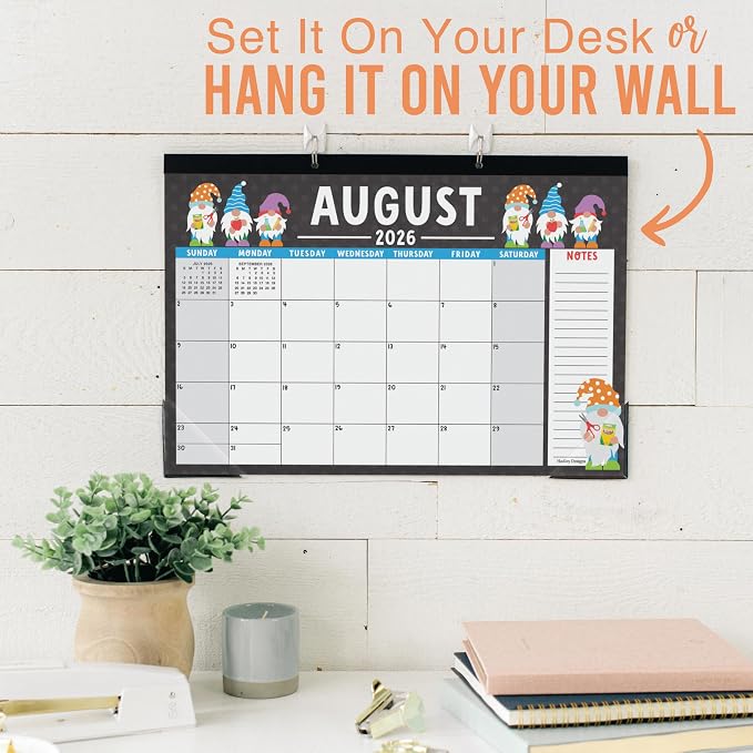 Hadley Designs Large Teacher Desk Calendar 2026-2027 - Desktop Calendar 2026, 18-Month Academic Desk Calendars for School, Home & Office, Cute Classroom Must Haves, Back to School Teacher Gifts