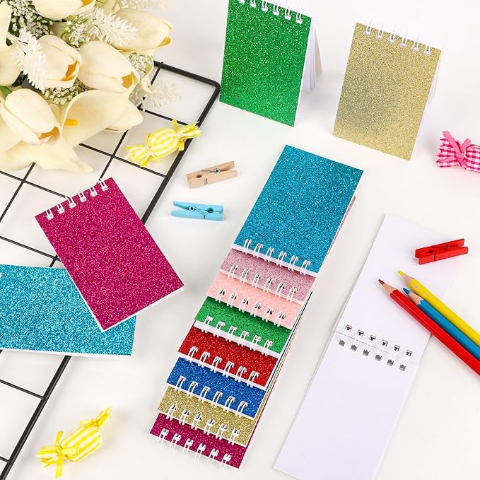 Hooqict 24 Pack Small Pocket Notebook Mini Notepads for Kids Party Favors Small Spiral Notepads Colorful Mini Notebooks Bulk Memo Pads for Work, Office, School, Classroom, 3.9 x 2.4 Inches