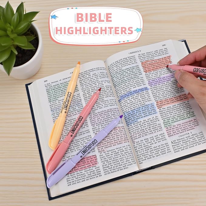 coruscant Pastel Highlighters Set, Assorted Colors Chisel Tip Cute Bible Highlighters, No Bleed Dry Quickly, for Journal Bible Study, Perfect for thin paper, School Office Supplies, 16 Pack