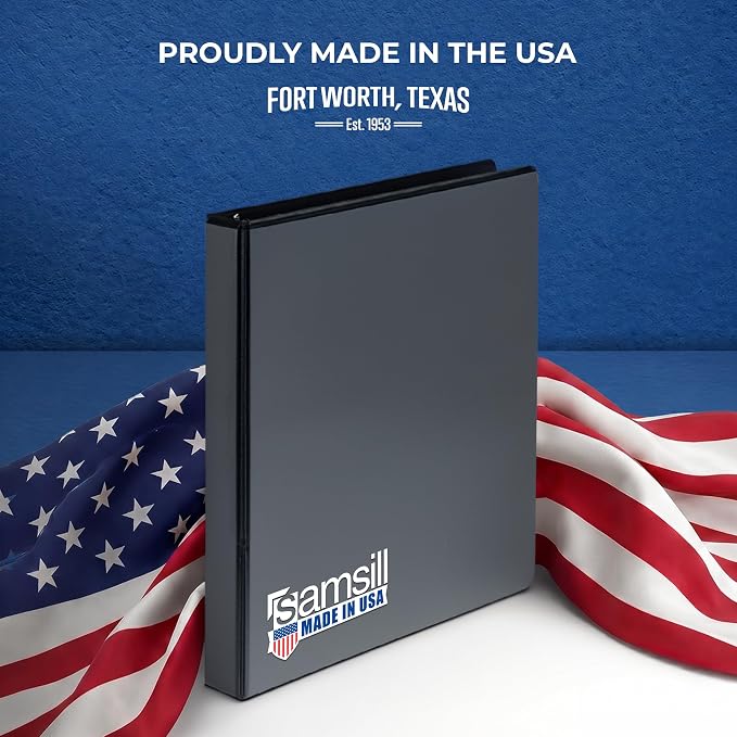 Samsill 1 Inch 3 Ring Binders, Economy Round Ring, Clear View Cover, 200 Sheet Capacity - for School, Home, Office - Black, 12 Pack