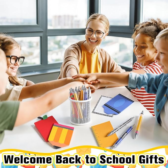 Eaasty 72 Pcs Back to School Teacher Gifts Bulk Cute Composition Notepads and Ballpoint Pens with Ribbon Inspirational Appreciation Thank You Gifts for Teacher Student Staff Coworker