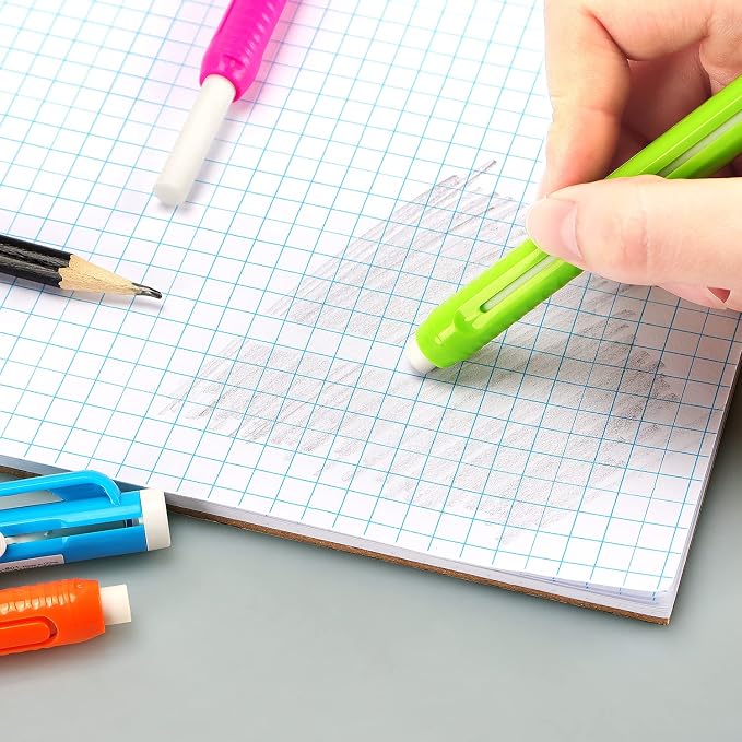 Retractable Mechanical Eraser Pen, Pen-Style Erasers, 4 Pack
