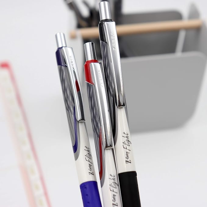 Zebra Pen Z-Grip Flight Retractable Ballpoint Pen, Bold Point 1.2mm, Red Ink, School Supplies, Teacher Supplies, and Office Supplies, Smooth Writing, Quick-Drying, 12-Pack (21930)