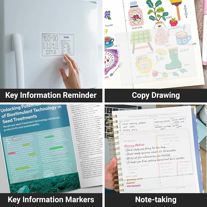 EUSOAR Transparent Sticky Notes, 100 Sheets 7x5 Inch Waterproof See Through Sticky Notes Message Reminder Clear, Translucent Book Markers Bible Page Flags Stickers Note Pads for Nursing Annotation