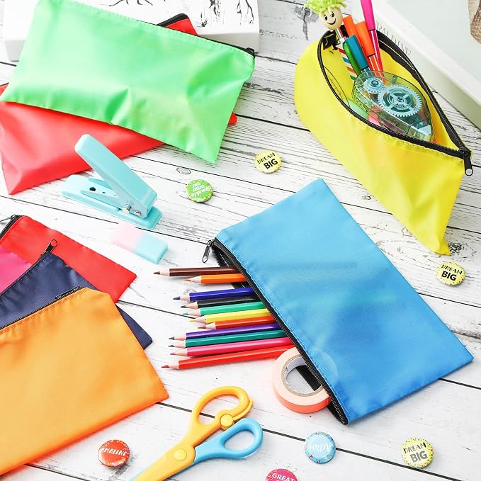Sherr 96 Pack Pencil Pouches Bulk, Blank Zipper Pouch 8.3 x 4.7 Inch Pencil Bags Makeup Bags for Classroom Office School Supplies Organizing Storage Case and Travel Accessories in 12 Colors