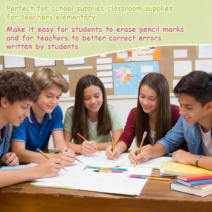 Sukh Cap Erasers for Pencils Pulk - 80 PCS Pencil Top Erasers Pencil Cap Toppers for Latex Free 5 Colors School Erasers Cap for Teachers Classroom Home and Office