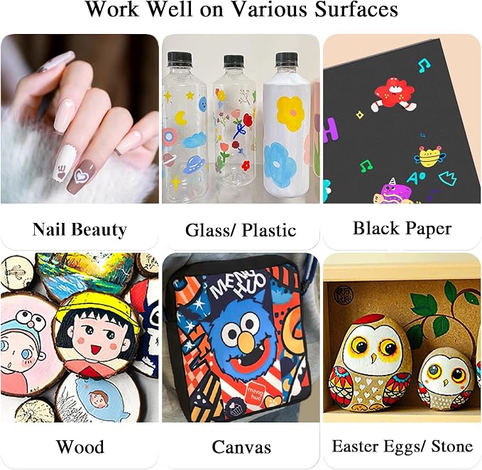 SAYEEC Acrylic Paint Pens, 24 Colors Dual Tip Nail Art Polish Pens with Fine Tip and Brush Tip, Acrylic Paint Markers for Rock Painting, Wood, Glass, Canvas, Calligraphy, Card Making, DIY Nail Beauty