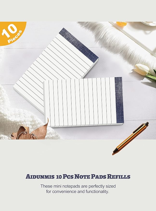 10 Pack Small Notepads Refills Memo Pads 3 x 5 Inch Tear off Notepad Lined Writing Note Pads with 50 Sheets Note Pad Paper in Each Pad Mini Pocket Notebook Refills for Taking Notes Reminders Blue