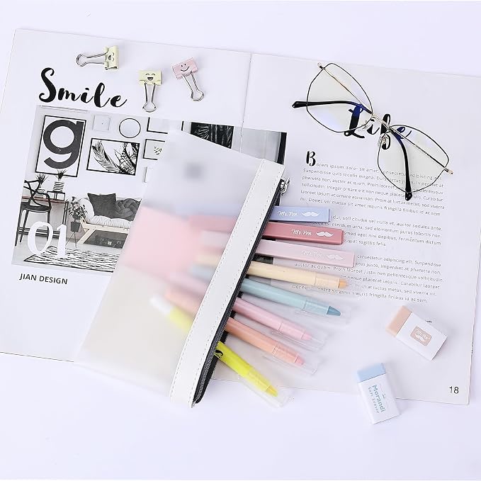 Mr. Pen- Clear Pencil Pouch, 8.50"x4.25", 6 Pack, Durable TPU Material | Medium Water-Resistant Pencil Bags with Smooth Zipper, Multipurpose Clear Pouch for Stationery, School, Office