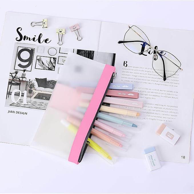 Mr. Pen- Clear Pencil Pouch, 8.50"x4.25", 6 Pack, Durable TPU Material | Medium Water-Resistant Pencil Bags with Smooth Zipper, Multipurpose Clear Pouch for Stationery, School, Office