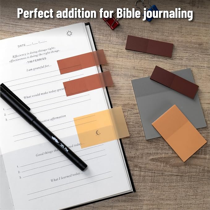 Mr. Pen- Transparent Sticky Notes Set, 200 Sheets | Transparent Sticky Notes and Planner Tabs with Black Fineliner Pen for Bible Study, Office, School, Planning