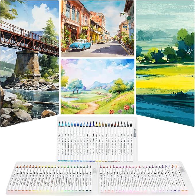 KEMYR Watercolor Brush Pens,72 Colors Brush Tip Pens for Watercolor Painting, 3 Aquapen Blending Brush,Watercolor Markers for Artists and Beginner Painters Coloring Books, Calligraphy,Manga