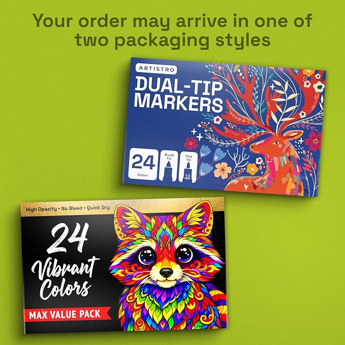 ARTISTRO 24 Acrylic Paint Markers - Paint Pens for Drawing - For Fabric, Rock, Glass, Wood, Molds - Arts & Crafts Gift for Adults, Teens, Kids, Classroom Must Haves & School Supplies