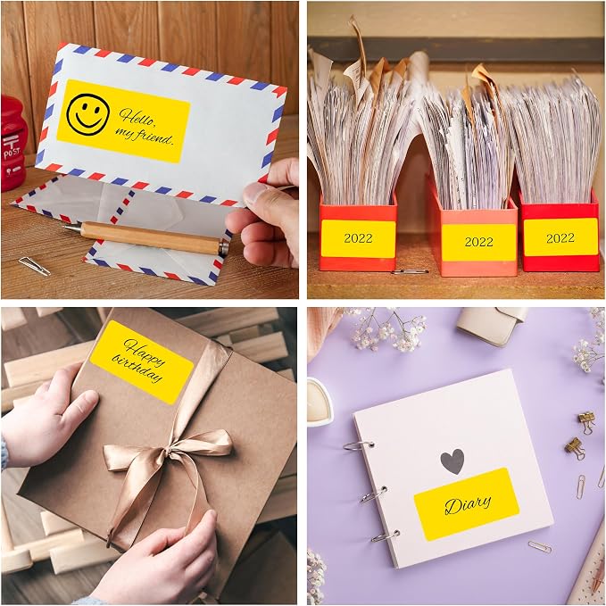 L LIKED 300 Fluorescent Yellow Labels, 2"X4" Neon Colored Labels Handwritten or Inkjet/Laser Print for Shipping Envelopes & Small Packages - 30 Sheets