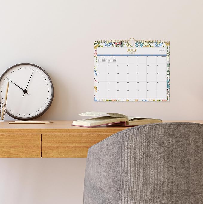 Blue Sky 2026-2027 Monthly Academic Wall Calendar, 11"x8.75", Flutter | July 2026 - June 2027, Durable Twin Wire Binding, For Office And Classroom, Academic Year, Day Designer