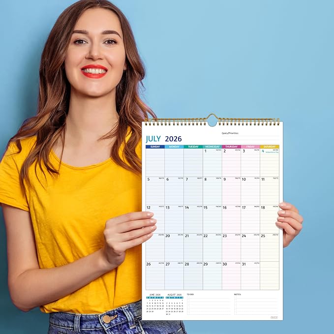 Wall Calendar 2026-2027 ā Calendar 2026-2027 Wall, 18 Monthly Calendar, Jul 2026 - Dec 2027, 12 x 17 In, 2026 Calendar with Large Blocks, Thick Paper, Holidays, To-do ļ¼ Notes, Great for Organizing
