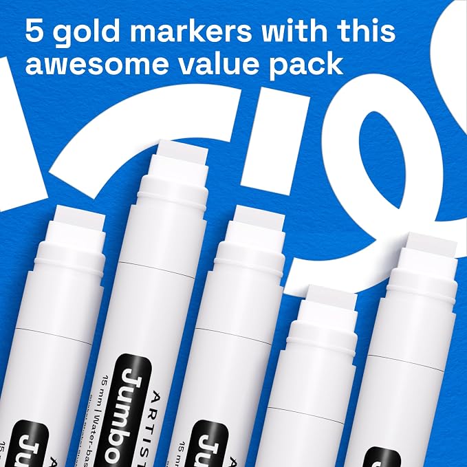 ARTISTRO White Paint Pens - Jumbo Tips - Set of 5 | Acrylic Paint Markers, Water-Based, For Rock, Glass, Ceramic, Wood, Tire, Fabric, Metal, Canvas, Marking, Painting