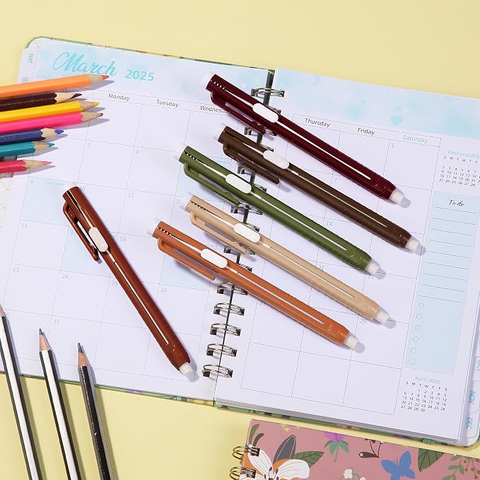 Mr. Pen- Retractable Mechanical Eraser Pens, 6 Pack, Earthy Colors | Latex-Free Precision Pencil Erasers for Artists, Students, Drawing, Sketching & Drafting