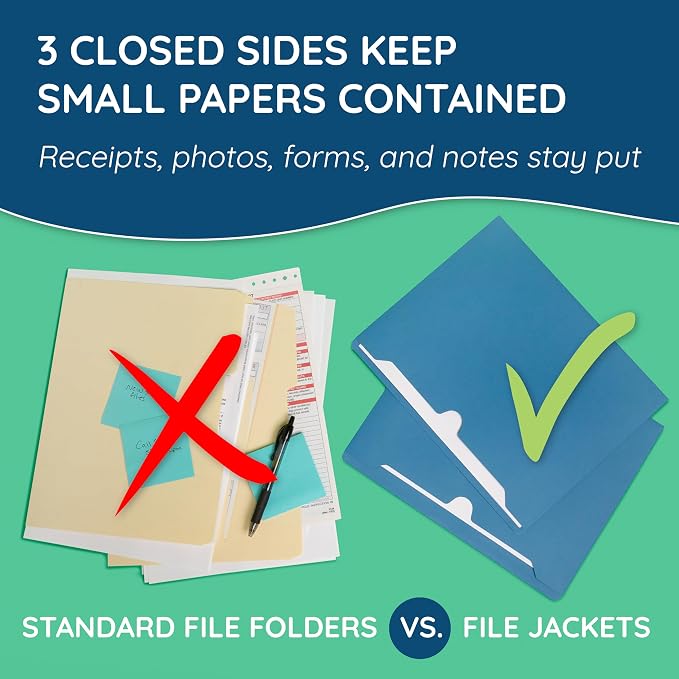 Blue Summit Supplies 100 Blue File Jackets, Reinforced Straight Cut Tab, Designed for Use in Standard Hanging Files, Letter Size, 100 Pack