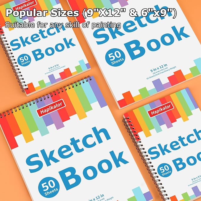 3-Pack 50 Sheets 9" x 12" Journal Kit, Spiral Bound Art Diary, Bulk School Supplies Notebook for Kids, Acid Free Diary Journal for Drawing Painting Writing Sketching