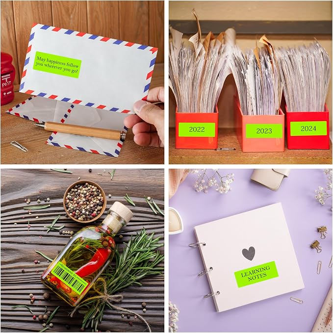 L LIKED 900 Fluorescent Green Address Labels, 1" X 2-5/8" Neon Colored Labels Handwritten or Inkjet/Laser Print for Shipping Envelopes & Small Packages - 30 Sheets