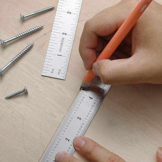 Mr. Pen- Machinist Ruler, 6 Inch, 2 Pack, Stainless Steel Imperial | Precision Measuring Tool, 1/8", 1/16", 1/32", 1/64" Graduation for Engineering, Carpentry, Drafting, Office, School