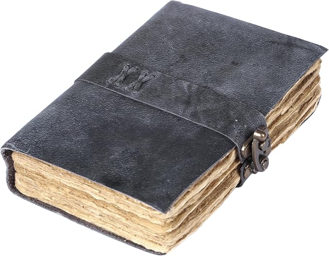 Vintage Leather Journal Handmade Buffalo Deckle Edge Paper – Leather Bound Journal for Women Men Vintage C-Lock Closure Ideal for Writing & Travel for Artists