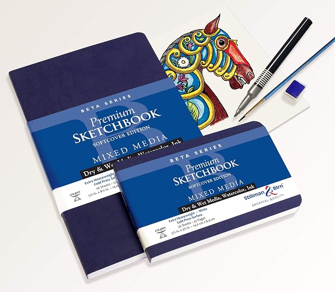 Stillman & Birn Beta Series Softcover Sketchbook, 5.5" x 3.5", 270 gsm (Extra Heavyweight), White Paper, Cold Press Surface