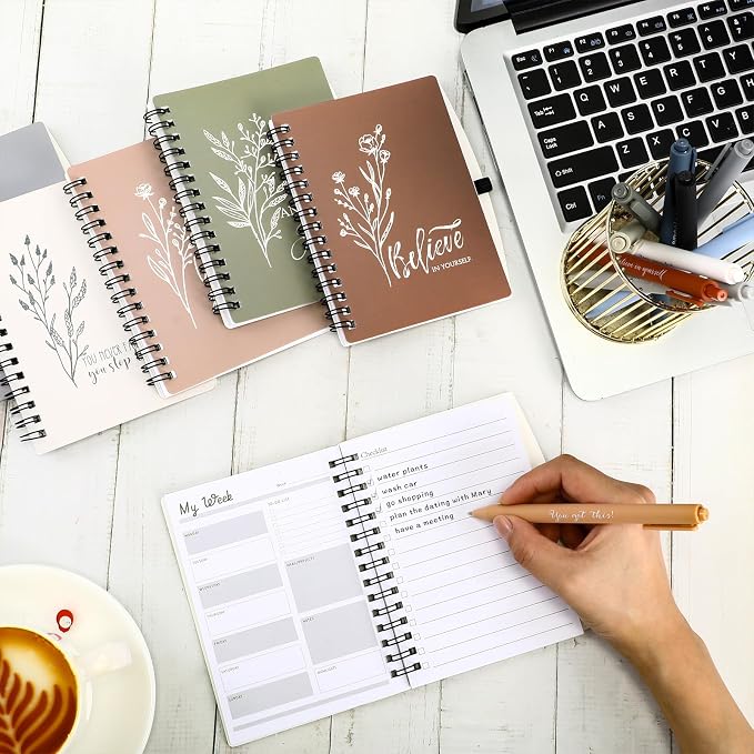 Resurhang 40 Pcs 20 Sets Inspirational Small Spiral Notebooks Pens, Boho | Back to School Gifts for Teacher Students, Employee Appreciation Gifts Bulk, Mini Flower Pocket Journals, for Office Staff