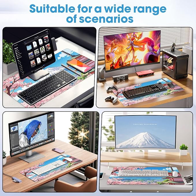 Waterproof Desk Mat 31.5x15.7 Inch - Extra Large Mouse Pad Covers Full Desk, Non Slip Rubber Backing, Easy to Clean, Building