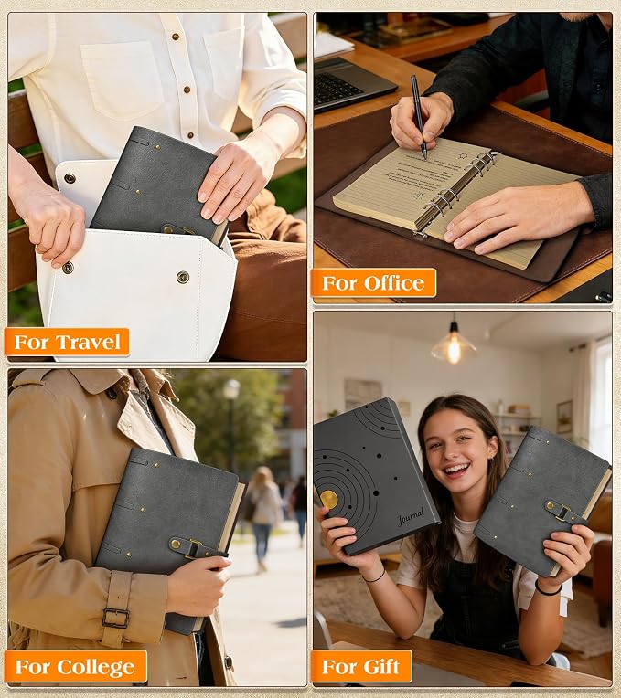 Leather Journal Notebook, A6 Size 5.3 x 7 inches 260 Pages Refillable Vintage Travel Notebook with Gift Box, 100 GSM Thick Lined Paper Journal Writing Diary Note Taking for Men and Women – Dusty Blue
