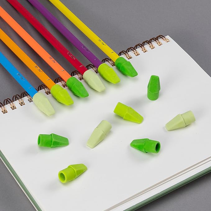 Mr. Pen- Pencil Erasers Toppers, 30 Pack, Colorful | No-Smudge Cap Pencil Erasers for Precise Erasing, Kids, Teachers, Studying Supplies, Green Shades